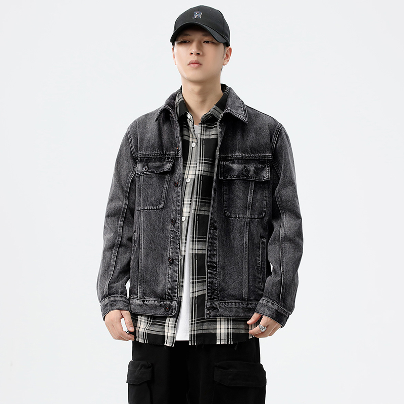 Streetwear Brands 2026 - جاكيت دينيم رجالي بجيوب للعمل، بتصميم